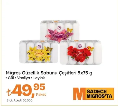 Migros Güzellik Sabunu Çeşitleri 5X75 G