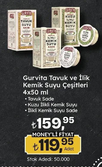 Gurvita Tavuk Ve İlik Kemik Suyu Çeşitleri 4X50 Ml