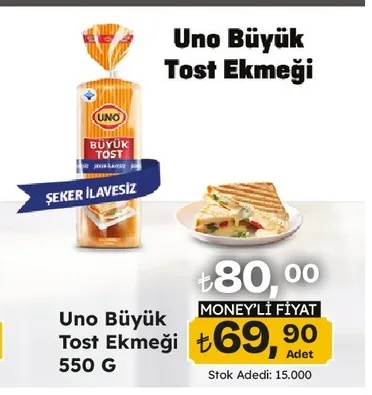 Uno Büyük Tost Ekmeği 550 G