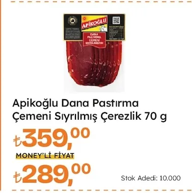Apikoğlu Dana Pastırma Çemeni Sıyrılmış Çerezlik 70 G