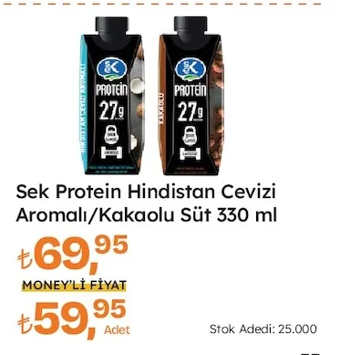 Sek Protein Hindistan Cevizi Aromalı/Kakaolu Süt 330 Ml
