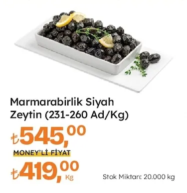Marmarabirlik Siyah Zeytin (231-260 Ad/Kg)