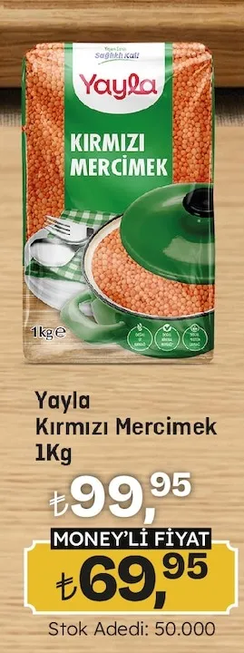 Yayla Kırmızı Mercimek 1Kg