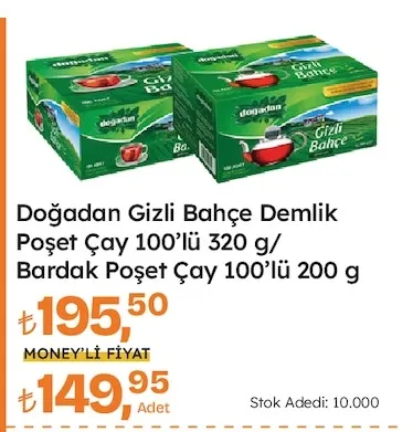 Doğadan Gizli Bahçe Demlik Poşet Çay 100'Lü 320 G/ Bardak Poşet Çay 100'Lü 200 G