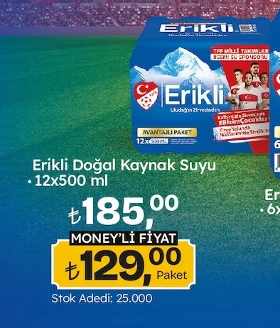 Erikli Doğal Kaynak Suyu 12X500 Ml
