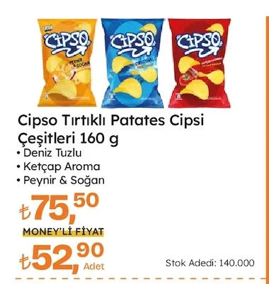 Cipso Tırtıklı Patates Cipsi Çeşitleri 160 G