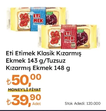 Eti Etimek Klasik Kızarmış Ekmek 143 G/Tuzsuz Kızarmış Ekmek 148 G