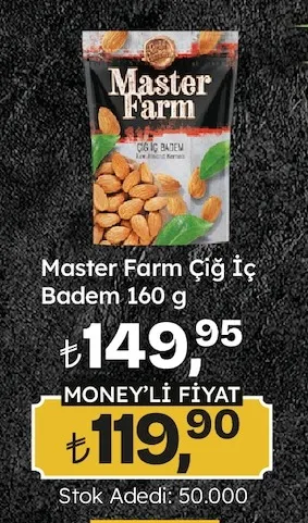 Master Farm Çiğ İç Badem 160 G