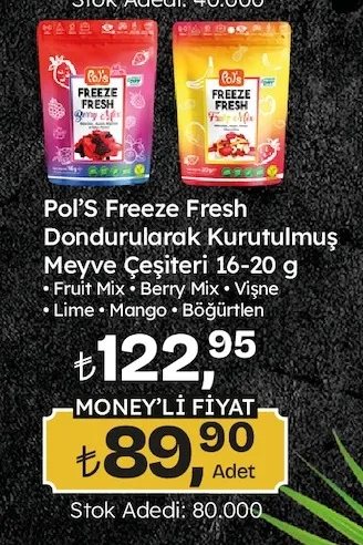Pol'S Freeze Fresh Dondurularak Kurutulmuş Meyve Çeşiti 16-20 G