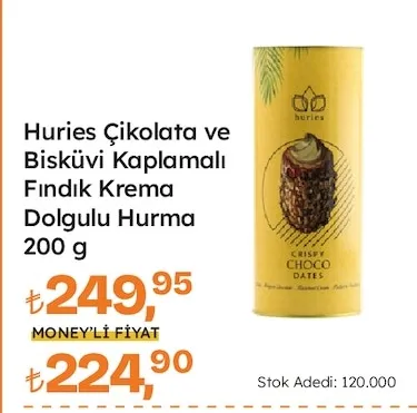 Huries Çikolata Ve Bisküvi Kaplamalı Fındık Krema Dolgulu Hurma 200 G