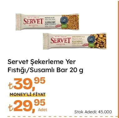 Servet Şekerleme Yer Fıstığı/Susamlı Bar 20 G