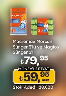 Macromax Mercan Sünger 3'Lü Ve Magico Sünger 2'Li