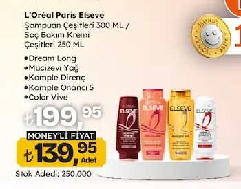 L'Oréal Paris Elseve Şampuan Çeşitleri 300 Ml / Saç Bakım Kremi Çeşitleri 250 Ml