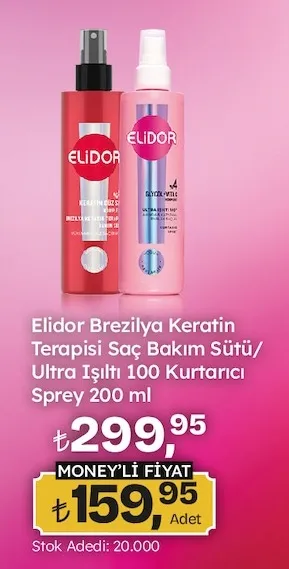 Elidor Brezilya Keratin Terapisi Saç Bakım Sütü/ Ultra Işıltı 100 Kurtarıcı Sprey 200 Ml