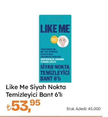 Like Me Siyah Nokta Temizleyici Bant 6'Lı