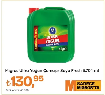 Migros Ultra Yoğun Çamaşır Suyu Fresh 3.704 Ml