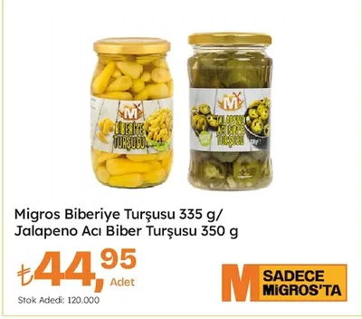Migros Biberiye Turşusu 335 G/ Jalapeno Acı Biber Turşusu 350 G