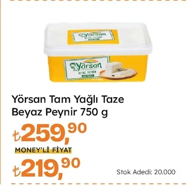 Yörsan Tam Yağlı Taze Beyaz Peynir 750 G