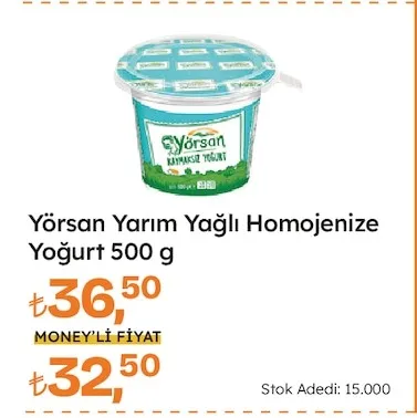 Yörsan Yarım Yağlı Homojenize Yoğurt 500 G