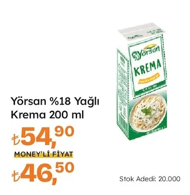 Yörsan %18 Yağlı Krema 200 Ml