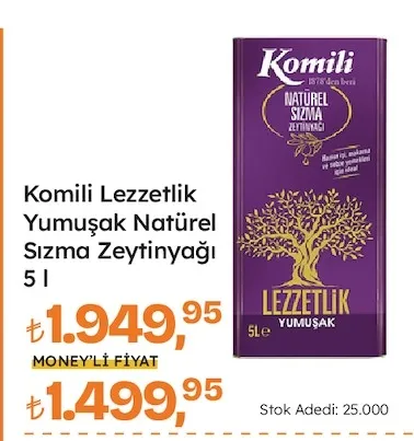 Komili Lezzetlik Natürel Sızma Zeytinyağı 5 L