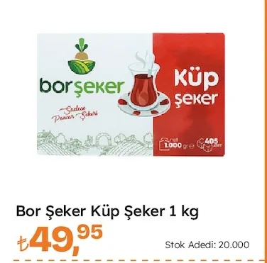 Bor Şeker Küp Şeker 1 Kg