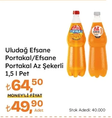 Uludağ Efsane Portakal/Efsane Portakal Az Şekerli 1,5 L Pet