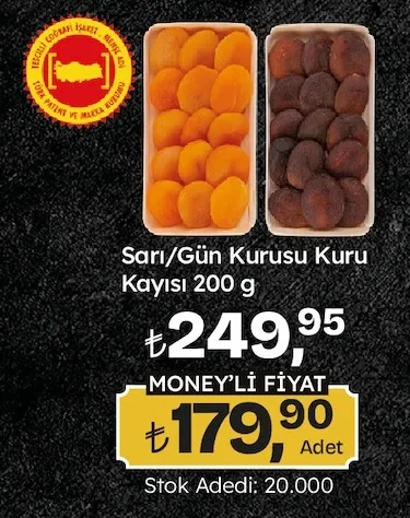 Sarı/Gün Kurusu Kuru Kayısı 200 G