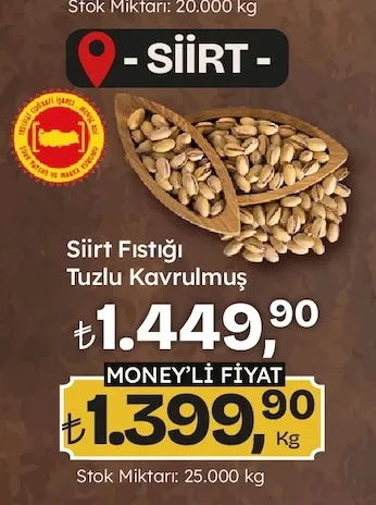 Siirt Fıstığı Tuzlu Kavrulmuş