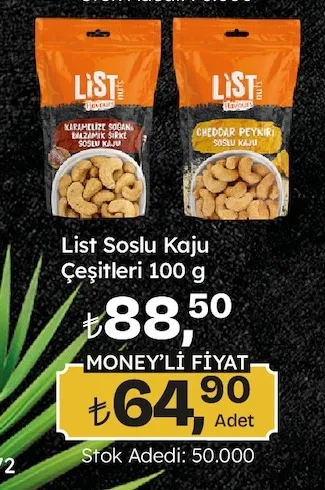 List Soslu Kaju Çeşitleri 100 G