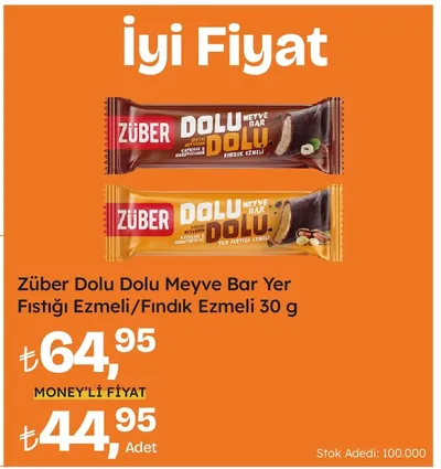 Züber Dolu Dolu Meyve Bar Yer Fıstığı Ezmeli/Fındık Ezmeli 30 G