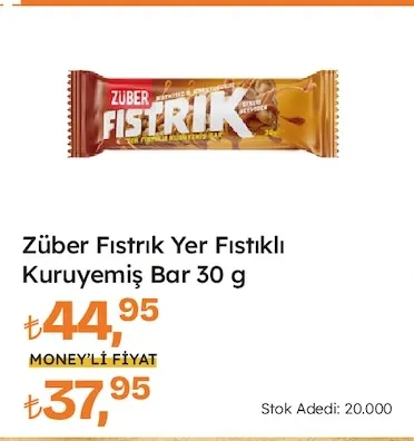 Züber Fıstrik Yer Fıstıklı Kuruyemiş Bar 30 G