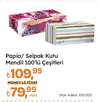 Papia/ Selpak Kutu Mendil 100'Lü Çeşitleri