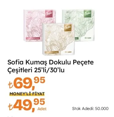 Sofia Kumaş Dokulu Peçete Çeşitleri 25'Li/30'Lu