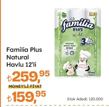 Familia Plus Natural Havlu 12'Li