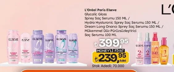L'Oréal Paris Elseve Glycolic Gloss Sprey Saç Serumu 150 Ml