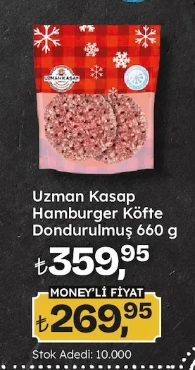 Uzman Kasap Hamburger Köfte Dondurulmuş 660 G