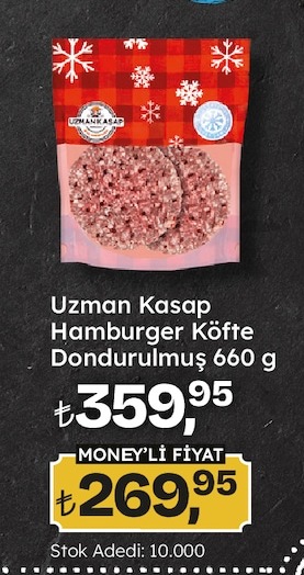Uzman Kasap Hamburger Köfte Dondurulmuş 660 G