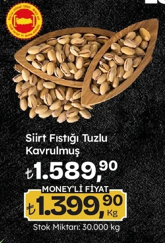 Siirt Fıstığı Tuzlu Kavrulmuş