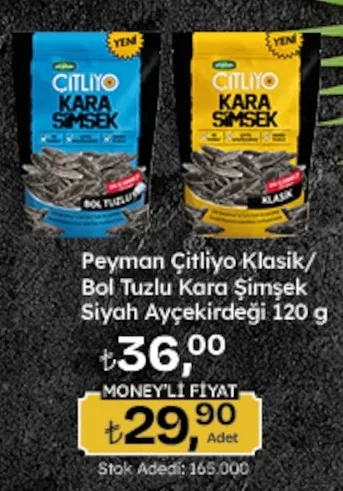 Peyman Çitliyo Klasik/ Bol Tuzlu Kara Şimşek Siyah Ayçekirdeği 120 G