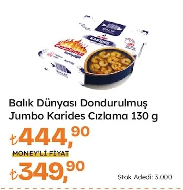 Balık Dünyası Dondurulmuş Jumbo Karides Cızlama 130 G