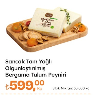 Sancak Tam Yağlı Olgunlaştırılmış Bergama Tulum Peyniri