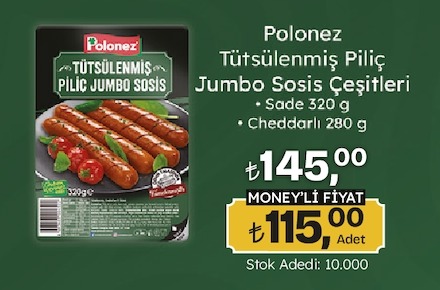 Polonez Tütsülenmis Piliç Jumbo Sosis Çesitleri