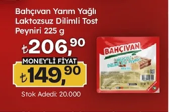 Bahçıvan Yarım Yağlı Laktozsuz Dilimli Tost Peyniri 225 G