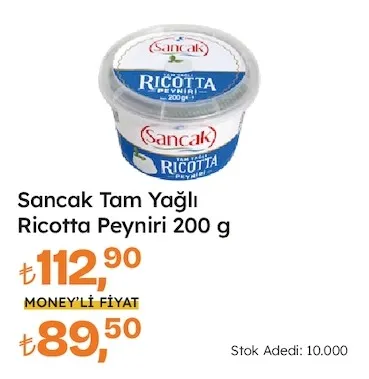 Sancak Tam Yağlı Ricotta Peyniri 200 G