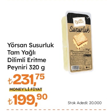 Yörsan Susurluk Tam Yağlı Dilimli Eritme Peyniri 320 G