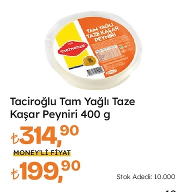 Taciroğlu Tam Yağlı Taze Kaşar Peyniri 400 G