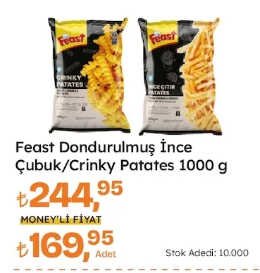 Feast Dondurulmuş İnce Çubuk/Crinky Patates 1000 G