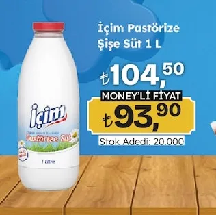 Içim Pastörize Şişe Süt 1 L