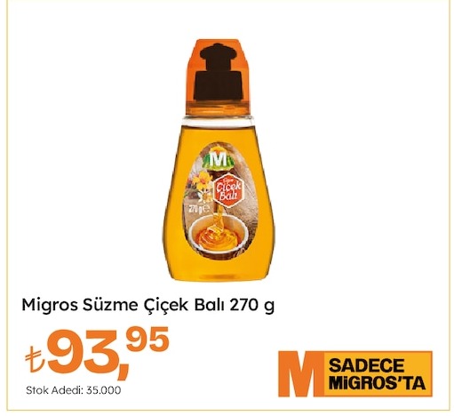 Migros Süzme Çiçek Balı 270 G
